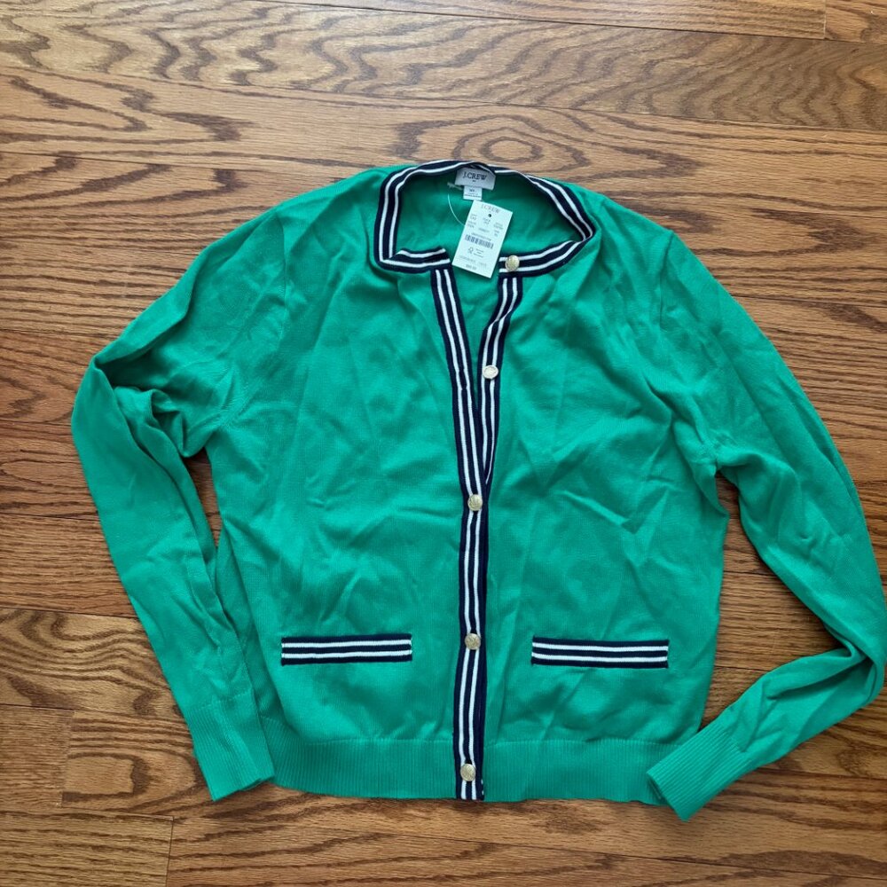 Jcrew Green Contrast-trim cardigan sweater - Picture 2 of 2